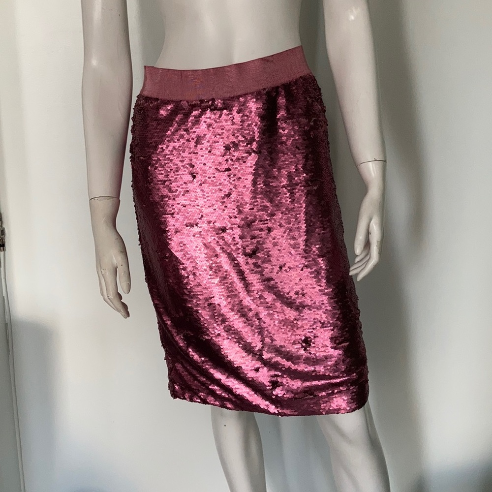 Vince Camuto Sequin Pink Long Pencil Skirt size small